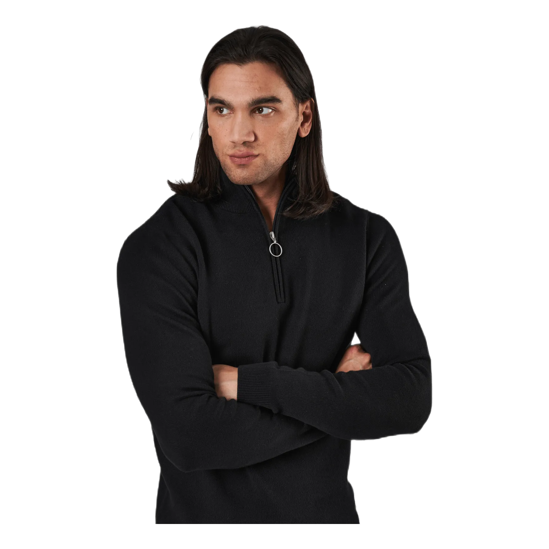 Jack & Jones Roy Knit High Neck Zip Black