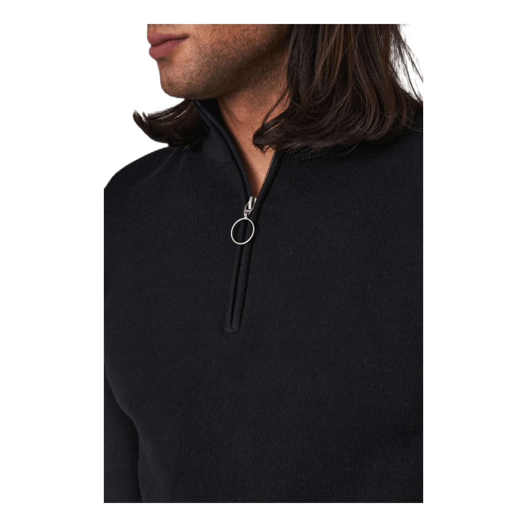 Jack & Jones Roy Knit High Neck Zip Black