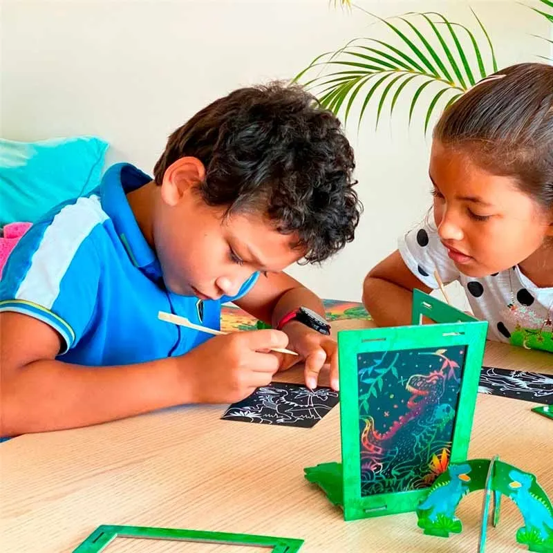 Kit manualidades niño y niña lámpara dinosaurios