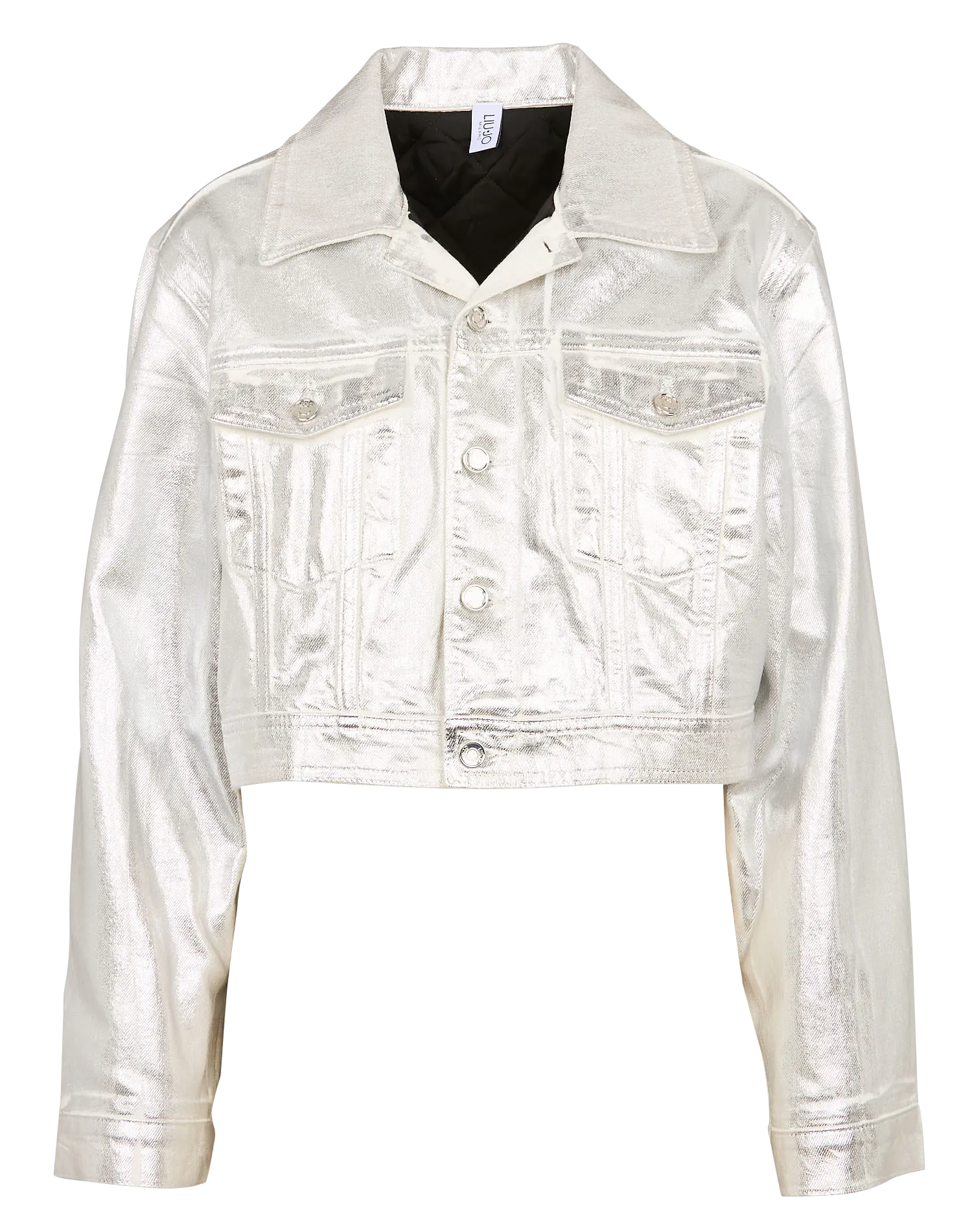 LIU JO Chaqueta con cuello clásico metalizado de algodón. en blanco
