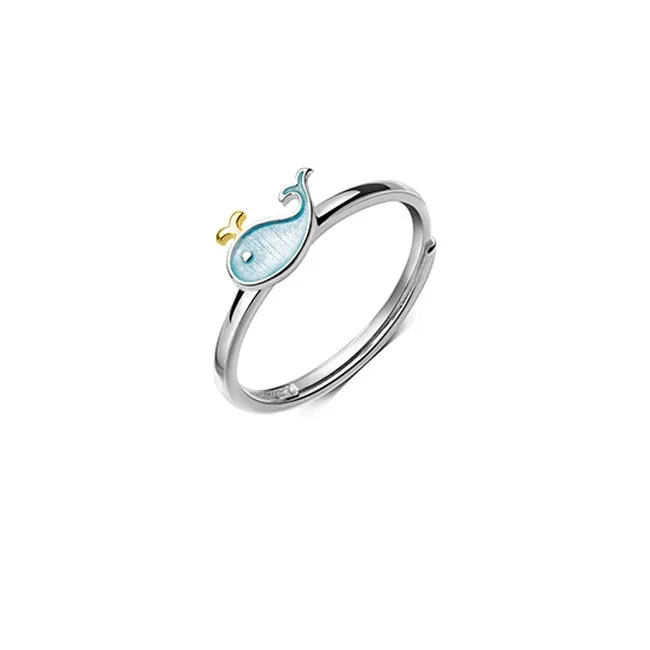 Lovely Little Whale Dolphin Fish Girl Animal Open Ring