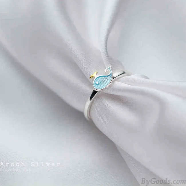 Lovely Little Whale Dolphin Fish Girl Animal Open Ring