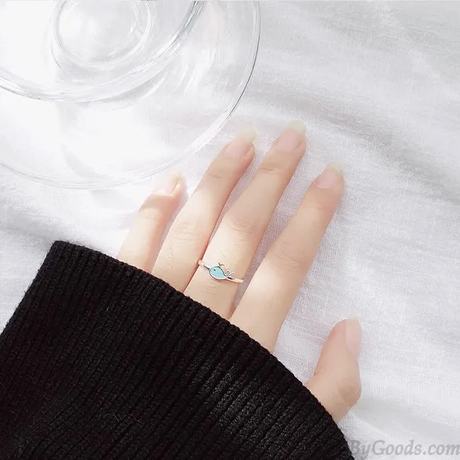 Lovely Little Whale Dolphin Fish Girl Animal Open Ring