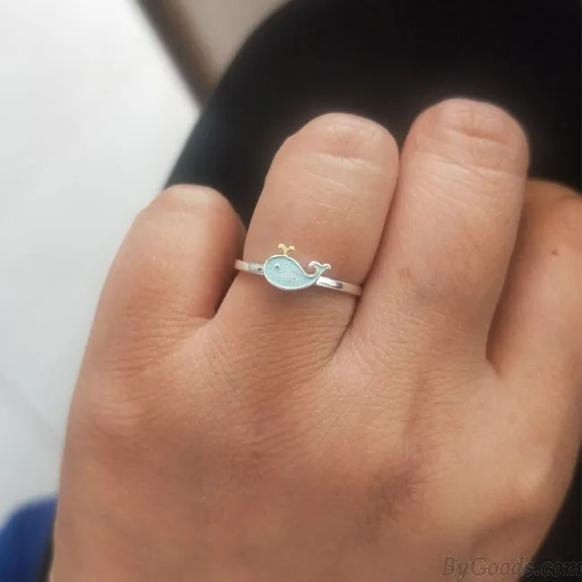 Lovely Little Whale Dolphin Fish Girl Animal Open Ring