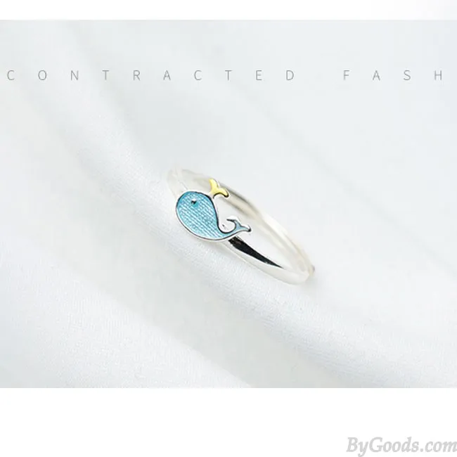Lovely Little Whale Dolphin Fish Girl Animal Open Ring
