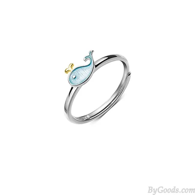 Lovely Little Whale Dolphin Fish Girl Animal Open Ring