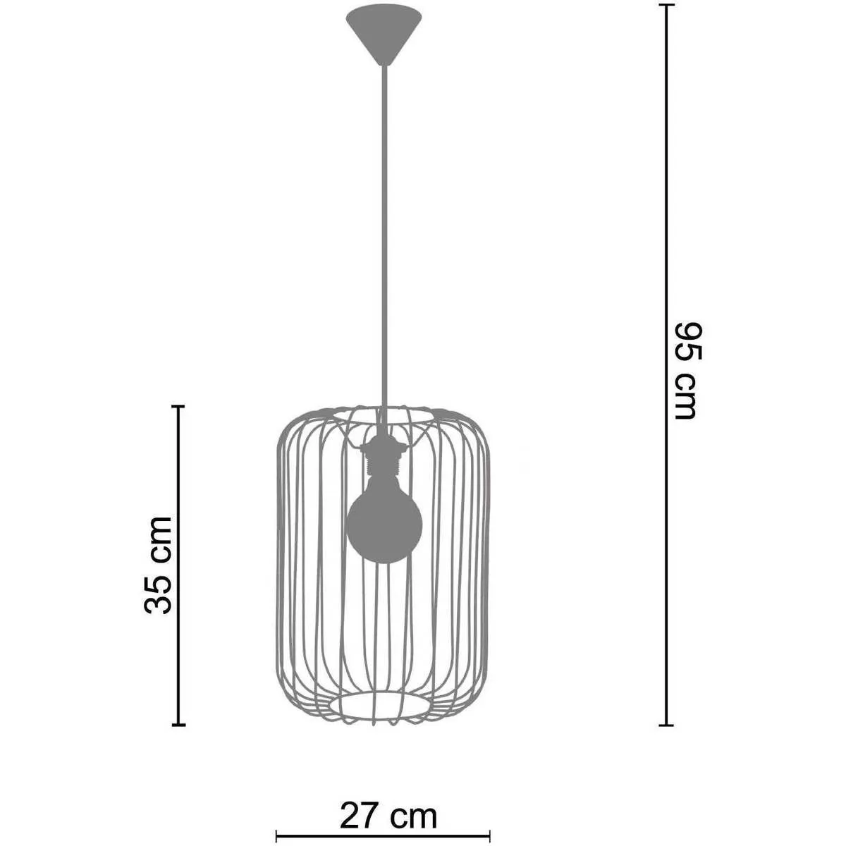 Lámpara colgante redondo metal castaño