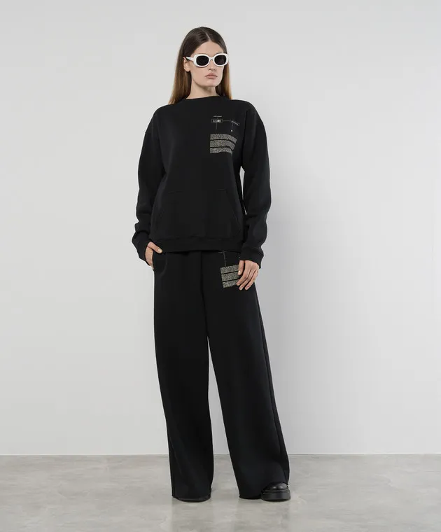 Maison Margiela MM6 Black sports pants with a print