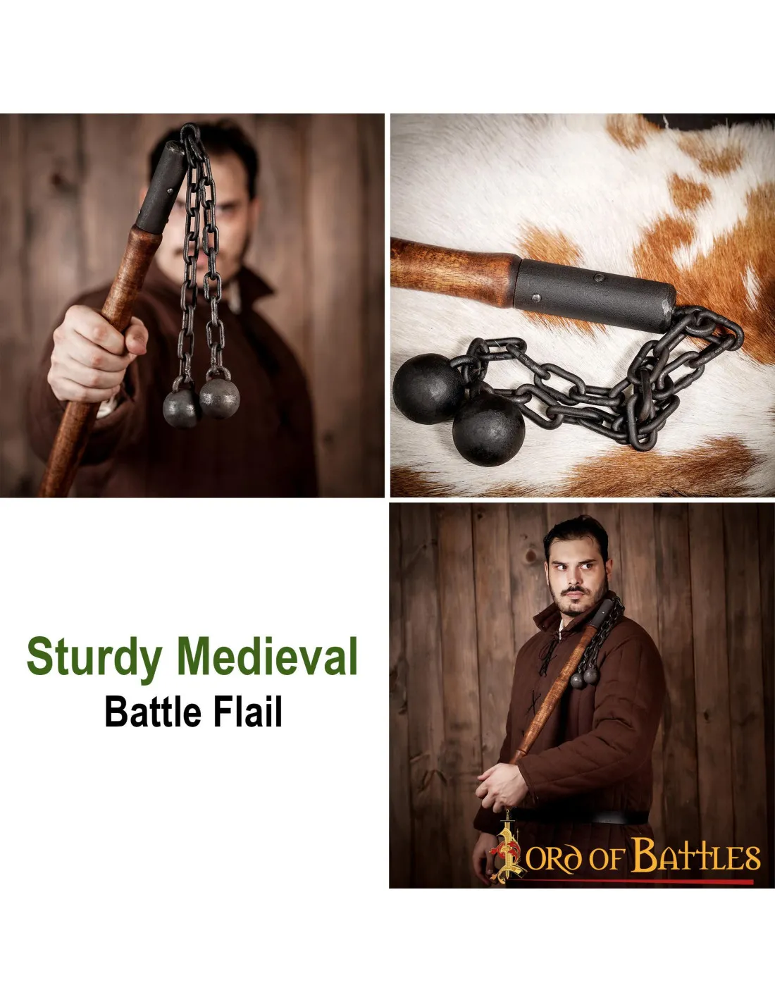 Maza medieval de batalla, doble bola