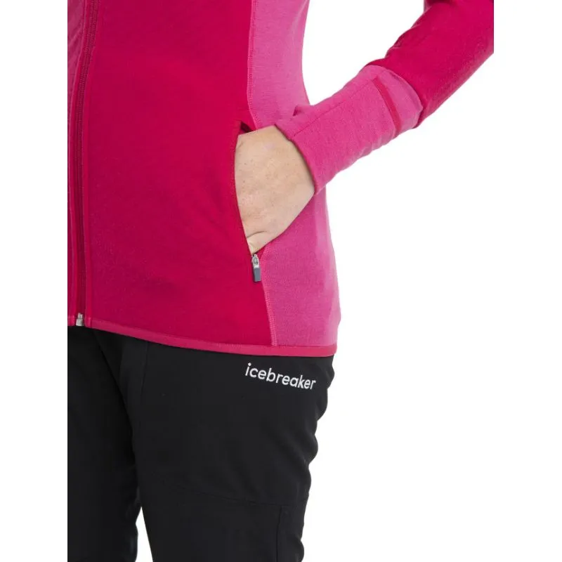 Midlayer Icebreaker Descender LS Zip Hood (Electron Pink/Tempo) Mujer