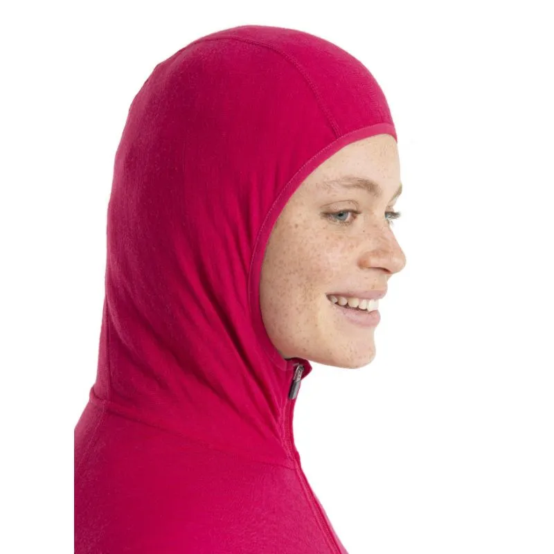 Midlayer Icebreaker Descender LS Zip Hood (Electron Pink/Tempo) Mujer