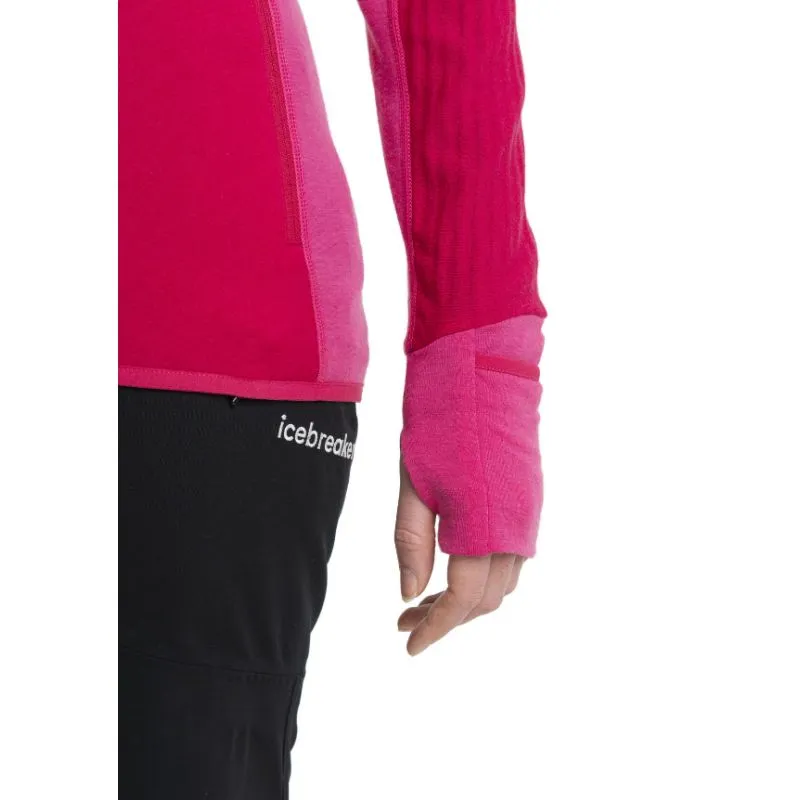Midlayer Icebreaker Descender LS Zip Hood (Electron Pink/Tempo) Mujer