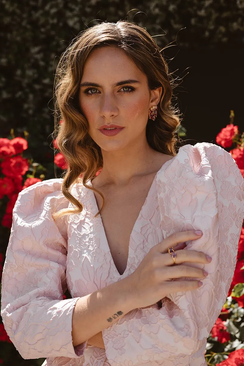 Mono brocado rosa palo Machado
