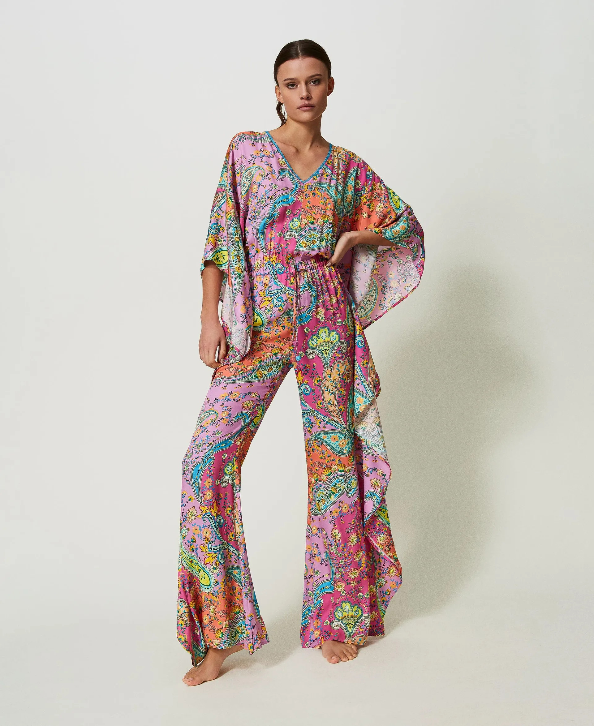 Mono de sarga con estampado paisley