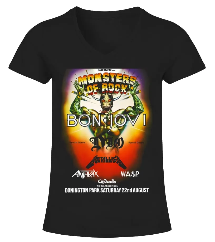 Monsters Of Rock Castle Donington 1987 BK Camiseta cuello pico Mujer