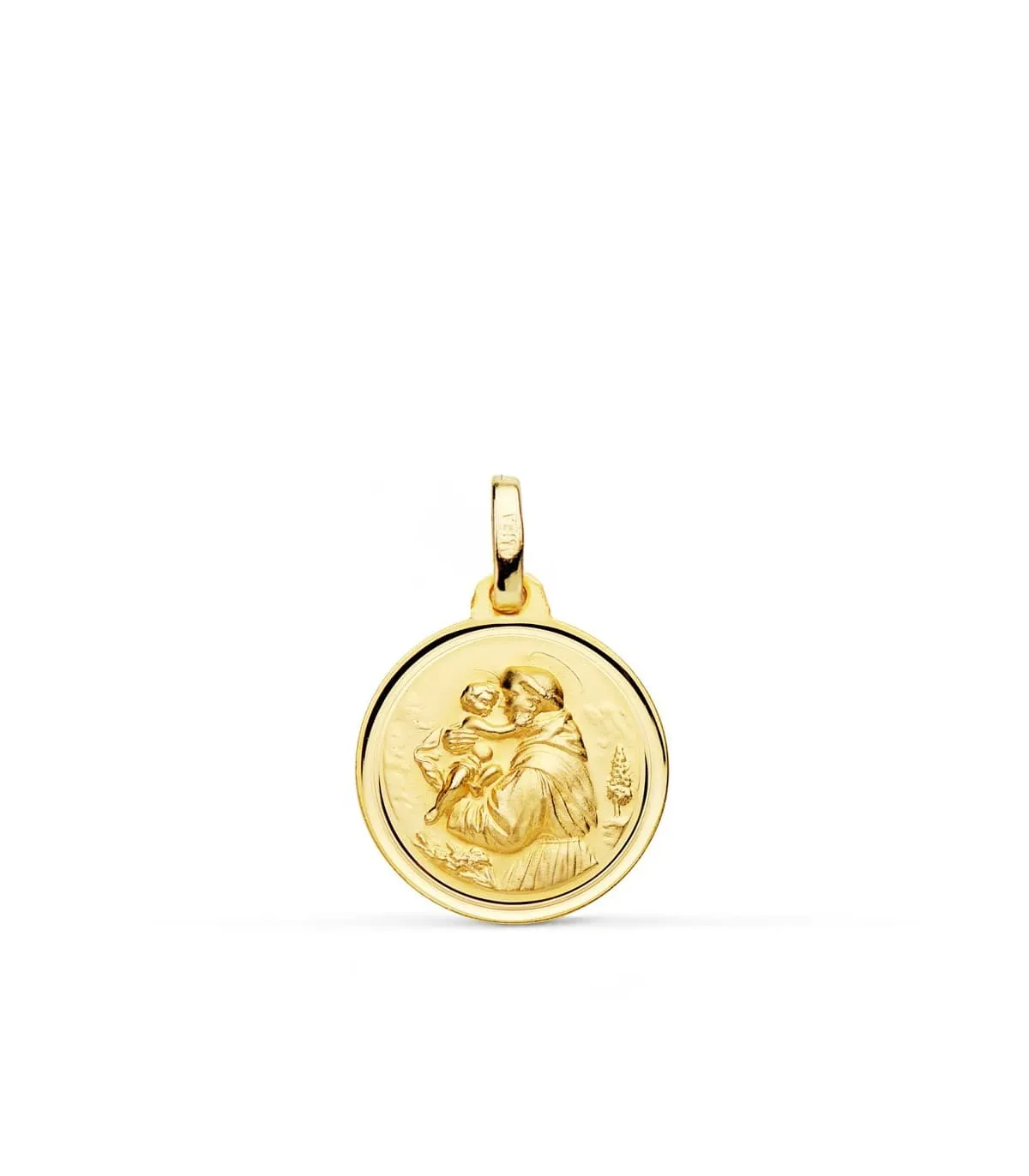 Médaille Saint Antoine Or 18K 16mm Biseau