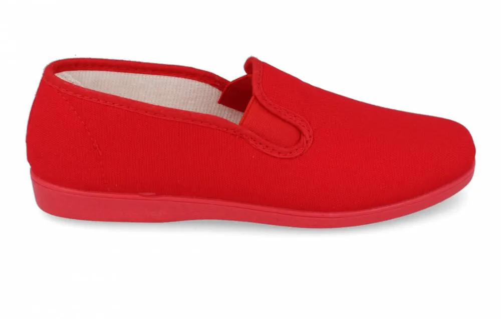NATALIA  ZAPATILLAS DE MUJER ELáSTICOS ROJO PLANA