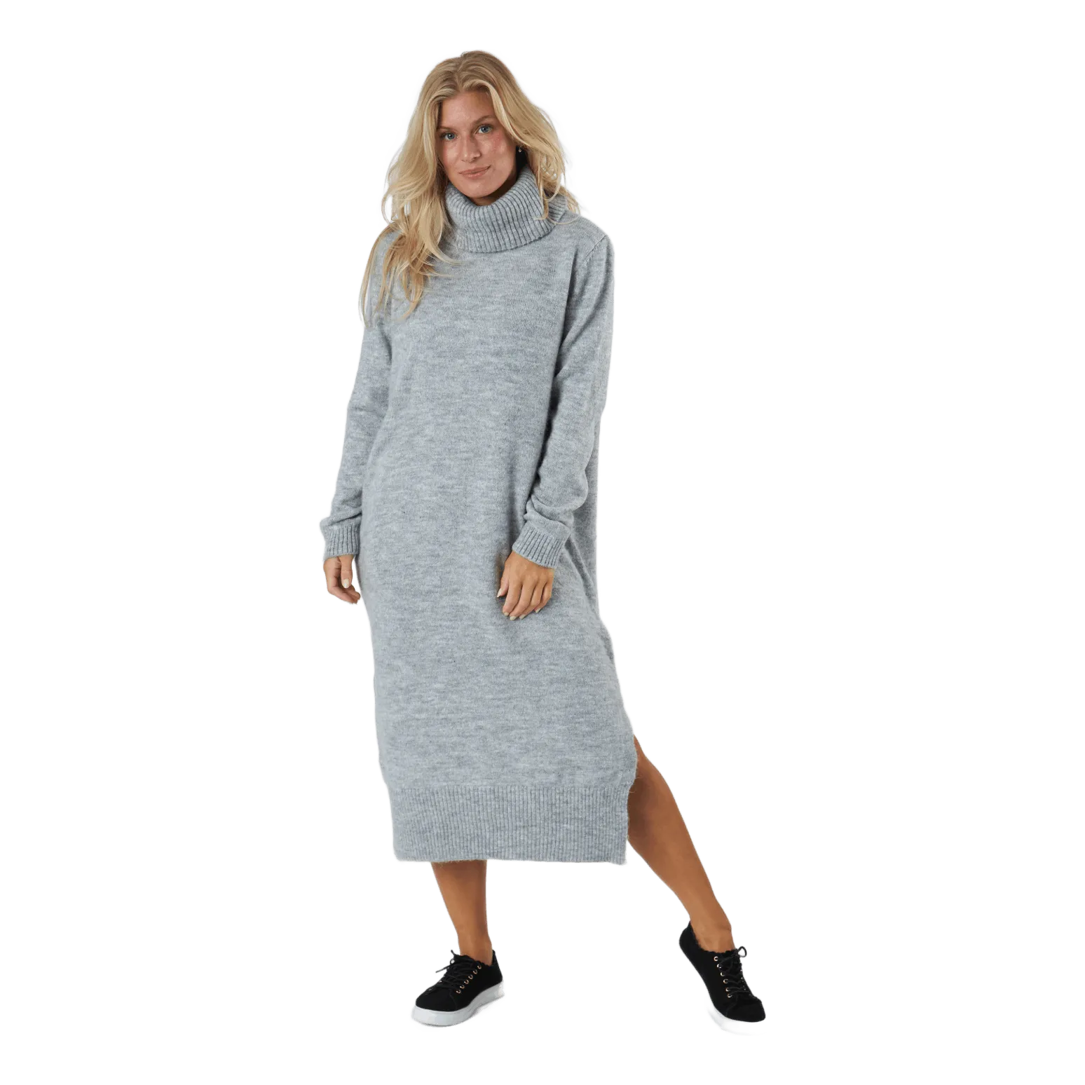 Only Onlbrandie L/s Roll Neck Dress Light Grey Melange