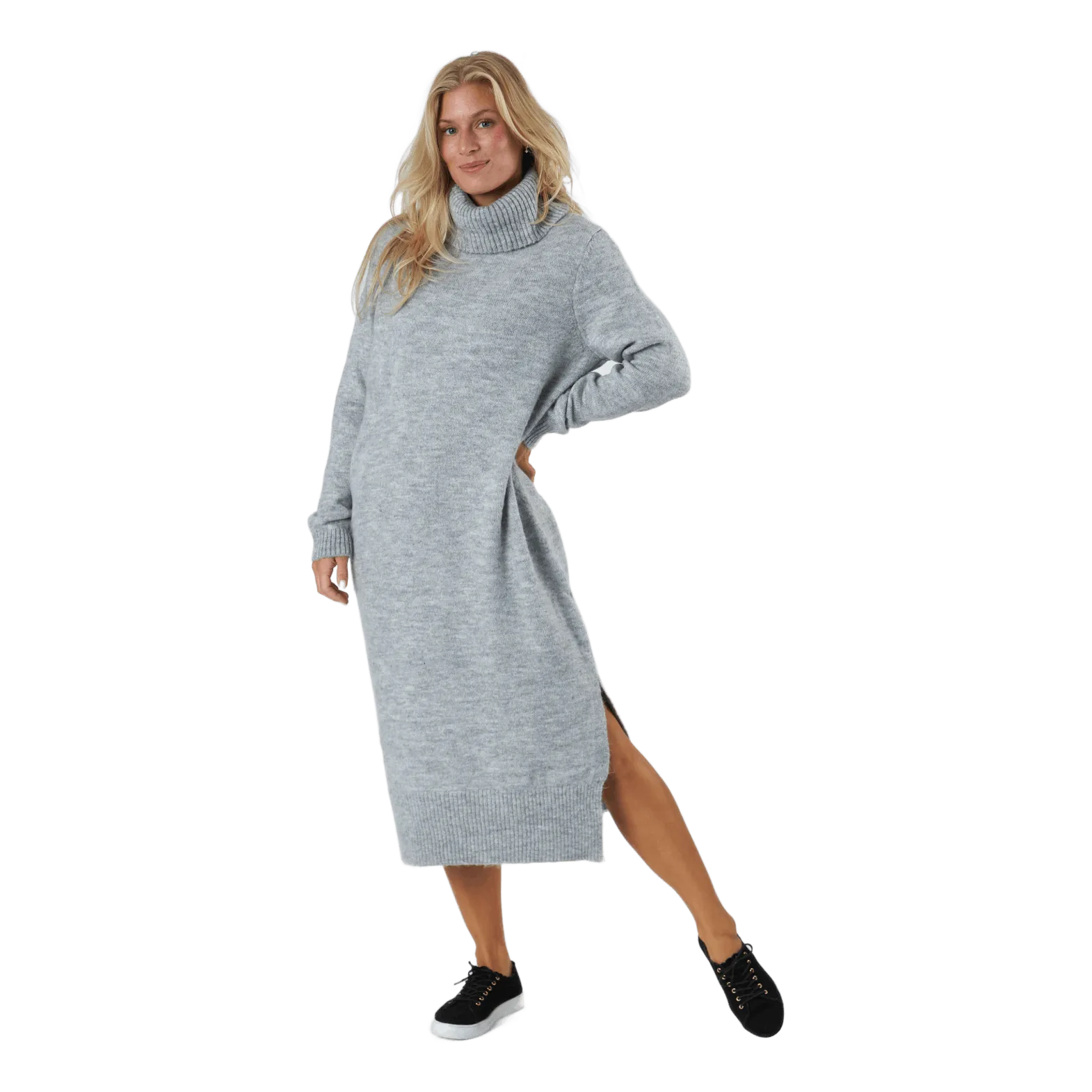 Only Onlbrandie L/s Roll Neck Dress Light Grey Melange