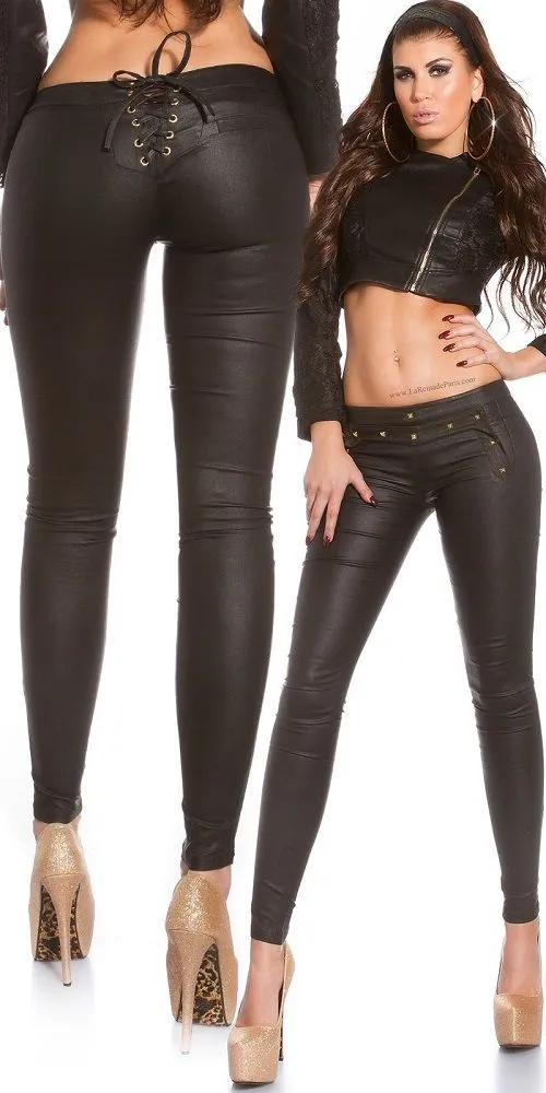 Pantalón ajustado polipiel negro