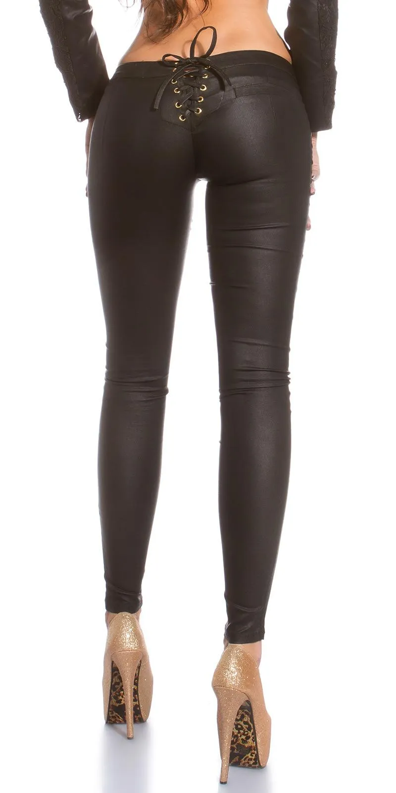 Pantalón ajustado polipiel negro