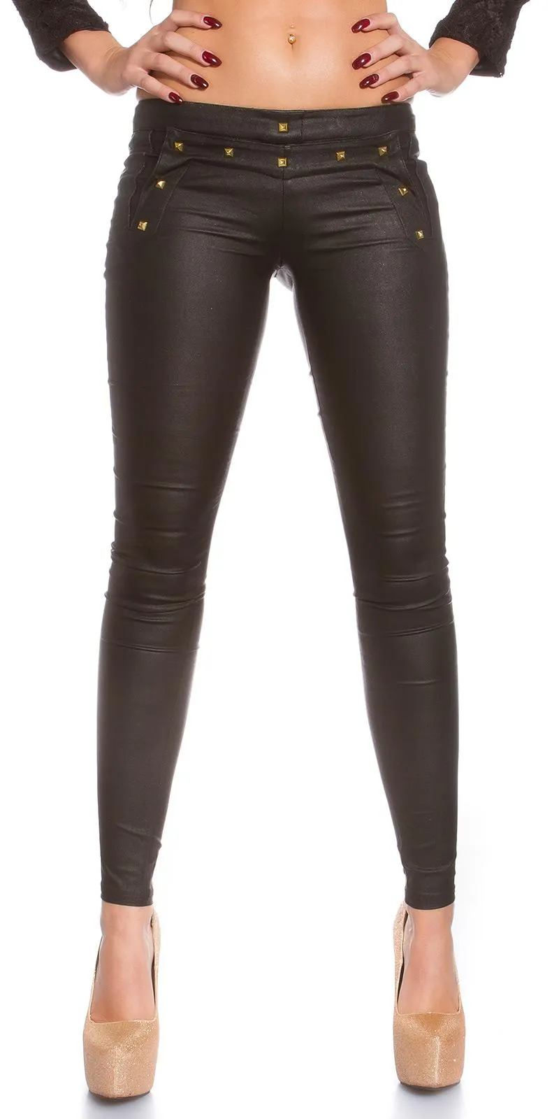 Pantalón ajustado polipiel negro