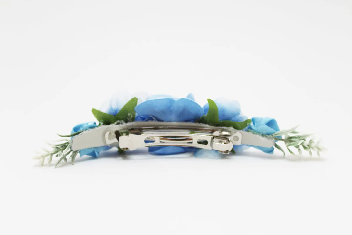 Pasador comunión flores azul niña