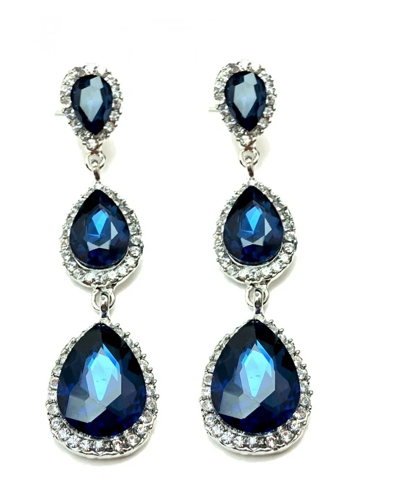 PENDIENTES PARA BODAS AZULES, CON BRILLO PARA RESALTAR TU VESTIDO DE FIESTA