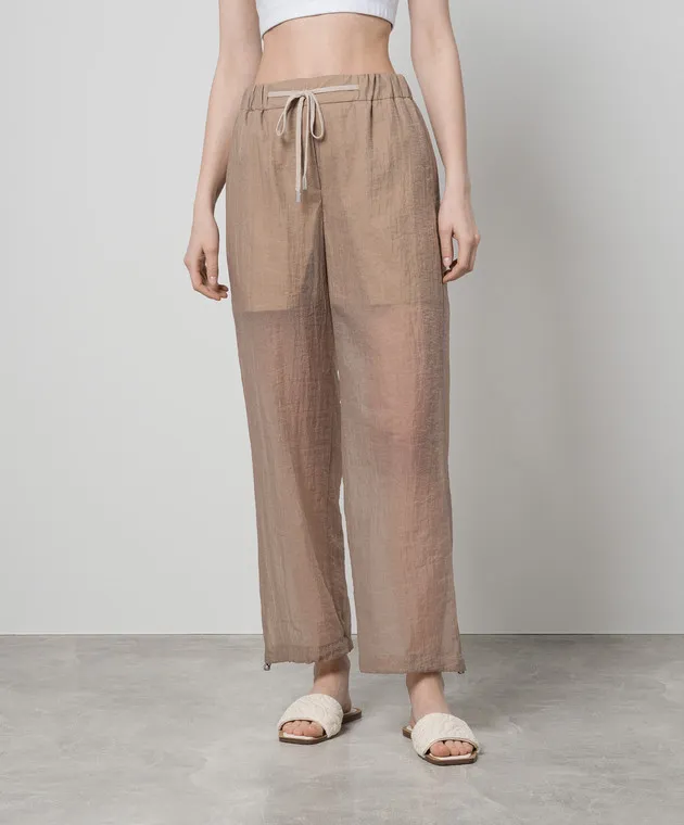 Peserico Beige pants with a reaper effect