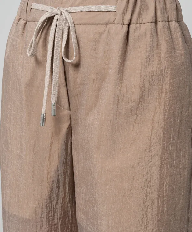 Peserico Beige pants with a reaper effect
