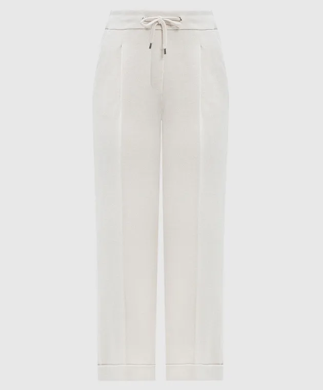 Peserico Beige pants with wool and lurex