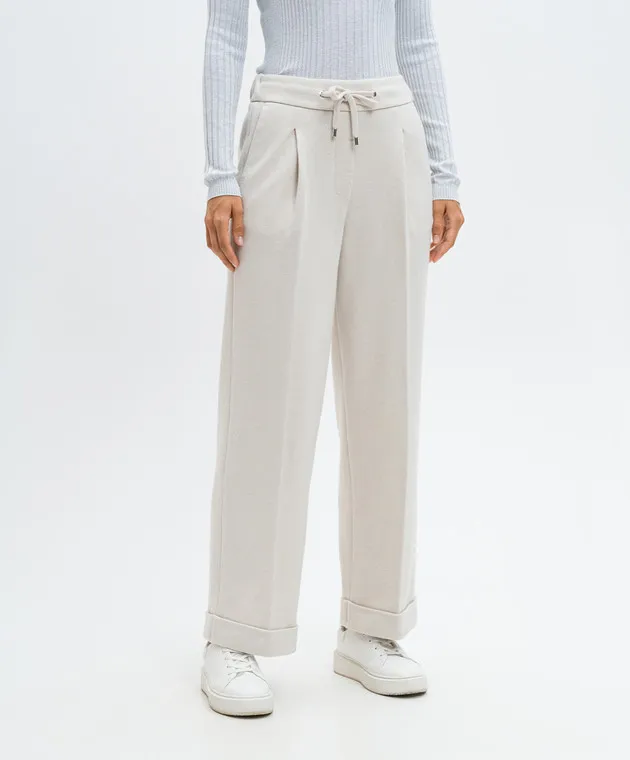 Peserico Beige pants with wool and lurex