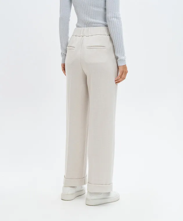 Peserico Beige pants with wool and lurex