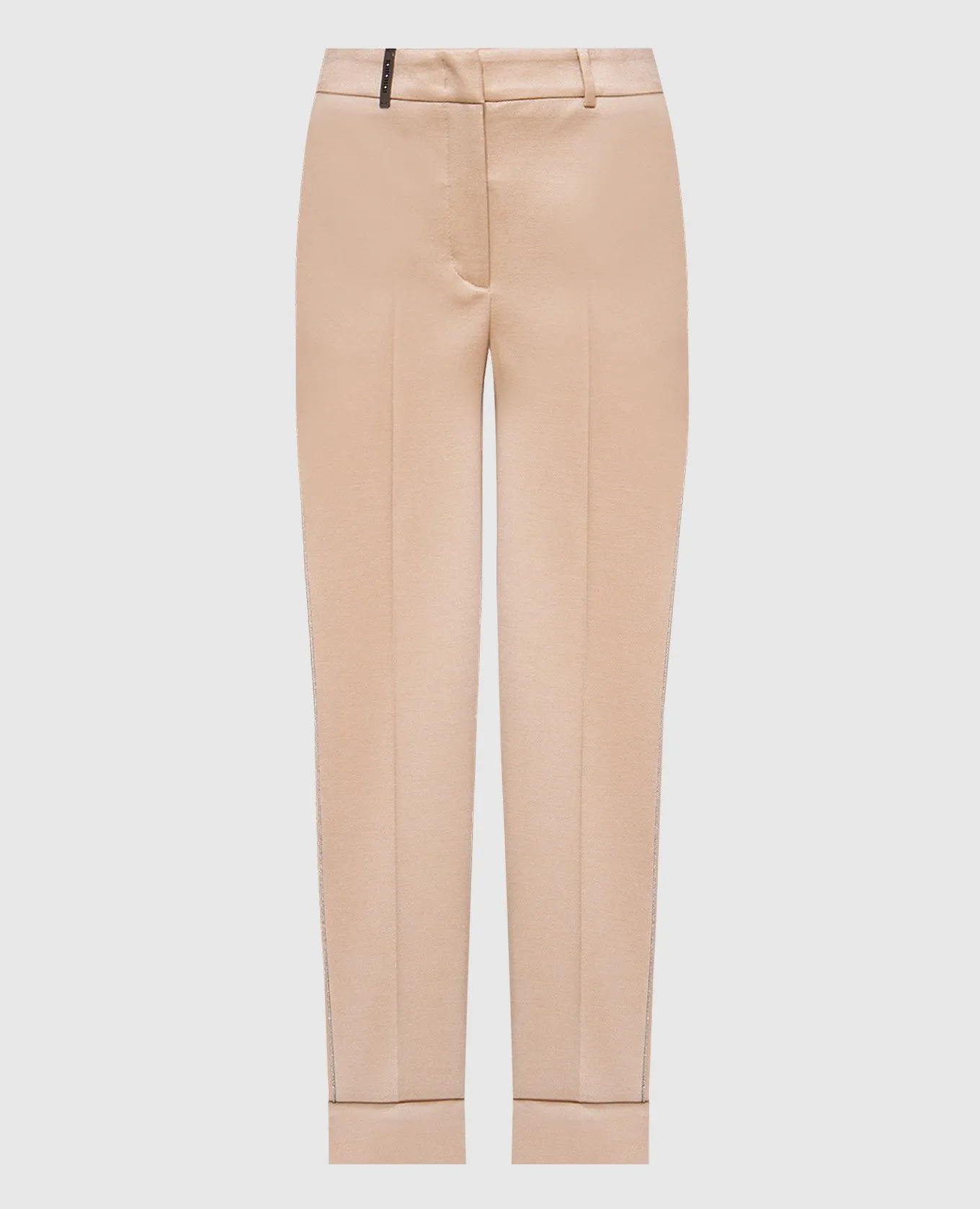 Peserico Beige pants with wool with monil chain