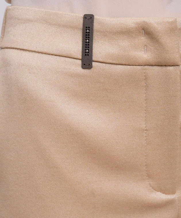 Peserico Beige pants with wool with monil chain