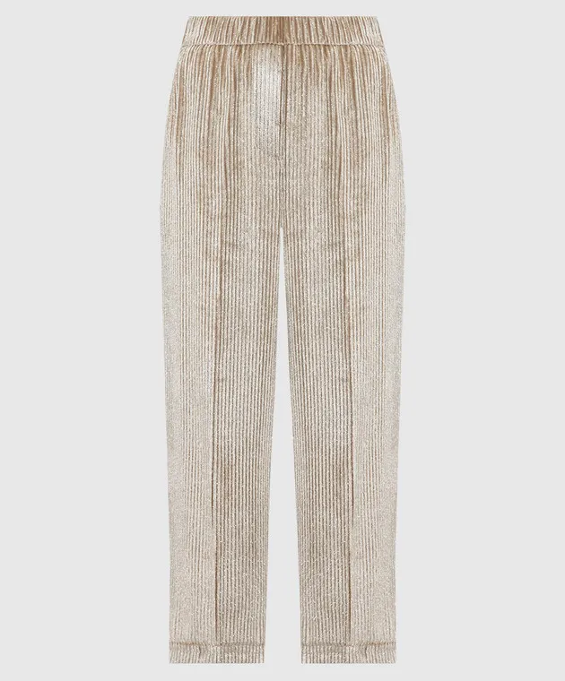 Peserico Beige velor pants with lapels
