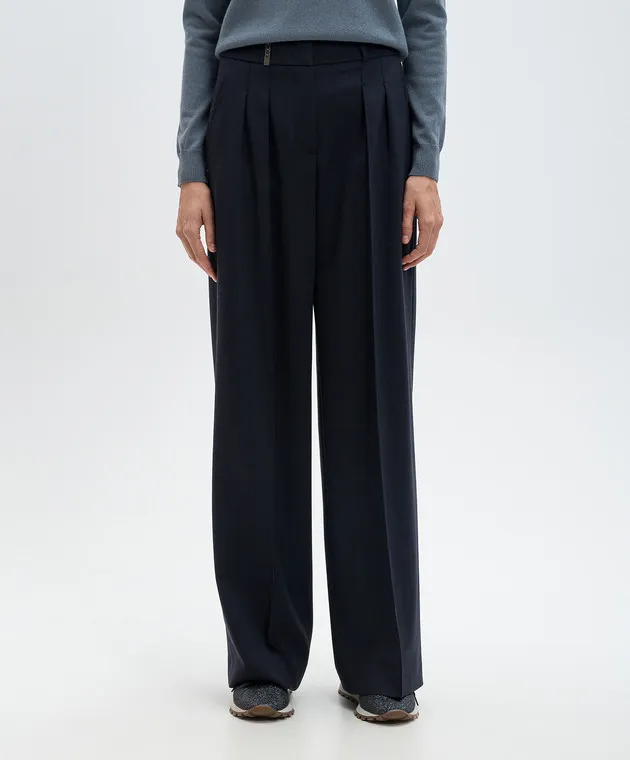 Peserico Blue pants with wool