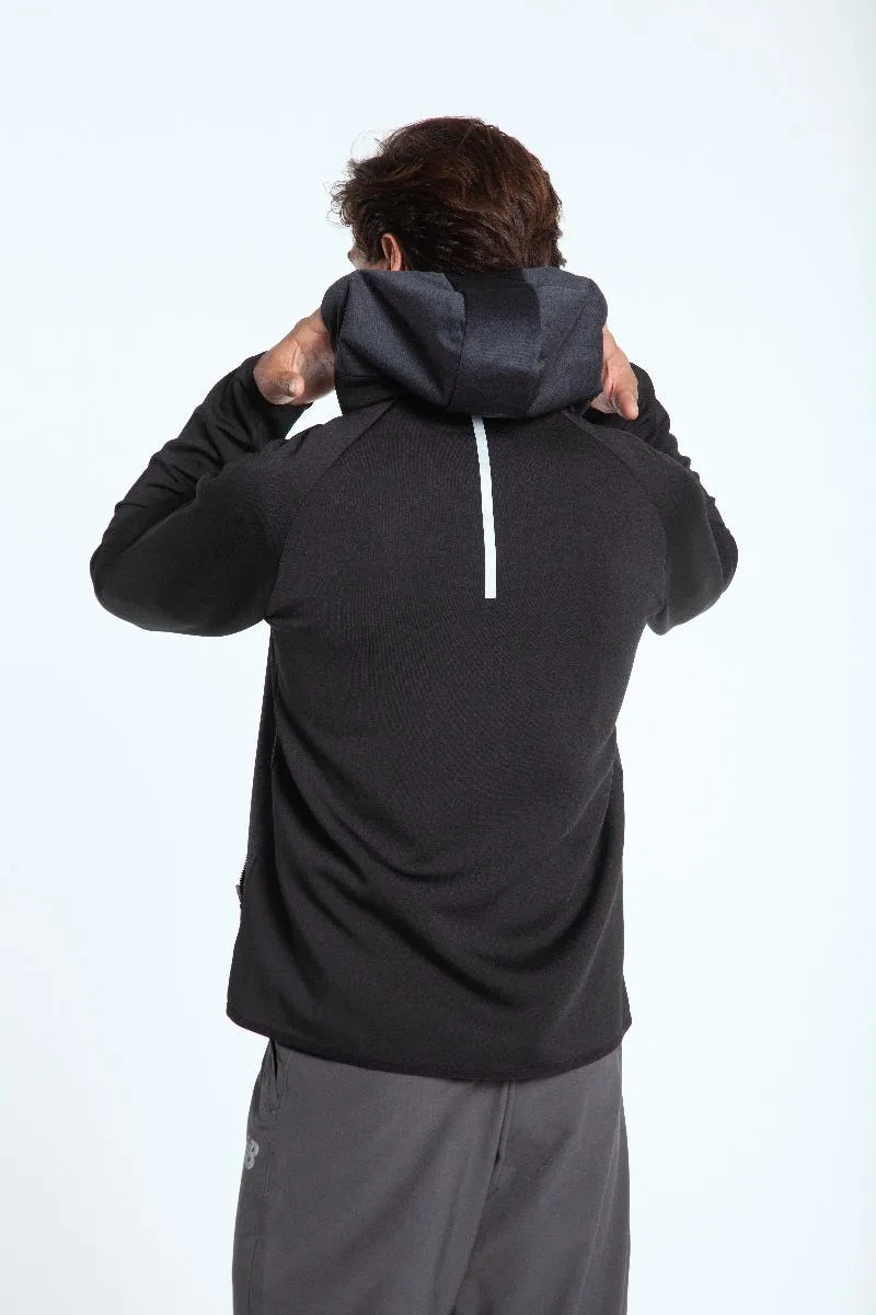 Poleron Running Hombre New Balance Full Zip Negro