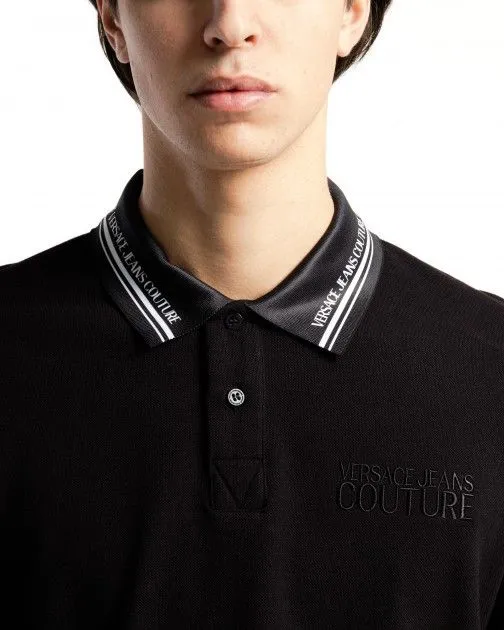 Polo piquet Versace Jeans Couture 76GAGT09 Negro