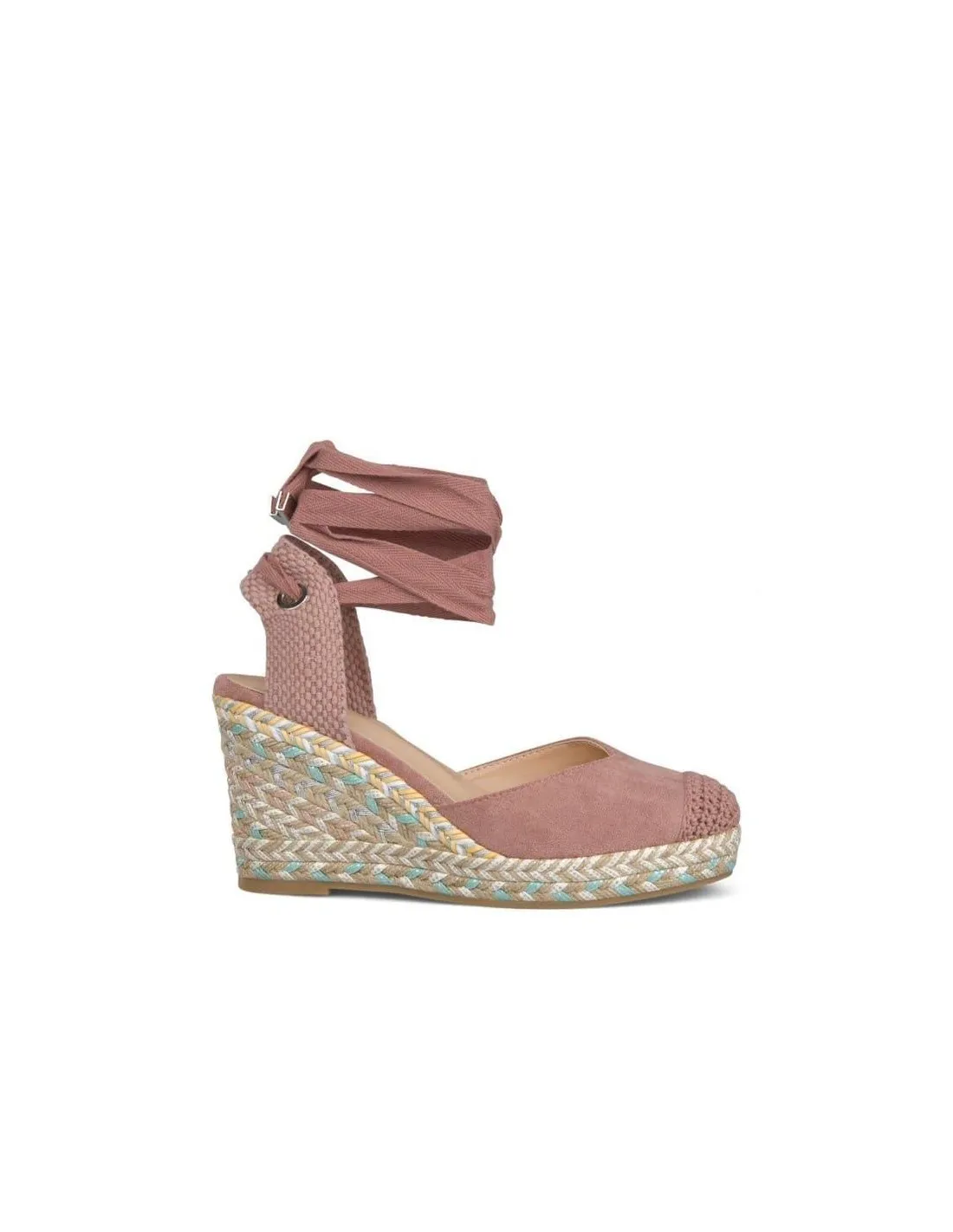 >Sandalia Cuña Yute para Mujer ALMA BLUE VELTINS SIENA OLD PINK