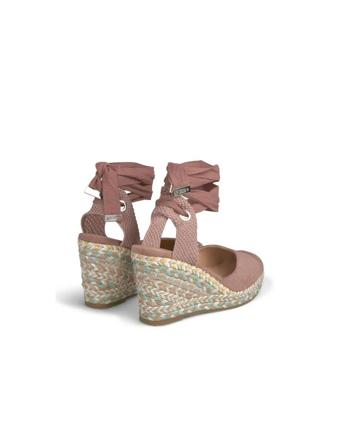 >Sandalia Cuña Yute para Mujer ALMA BLUE VELTINS SIENA OLD PINK