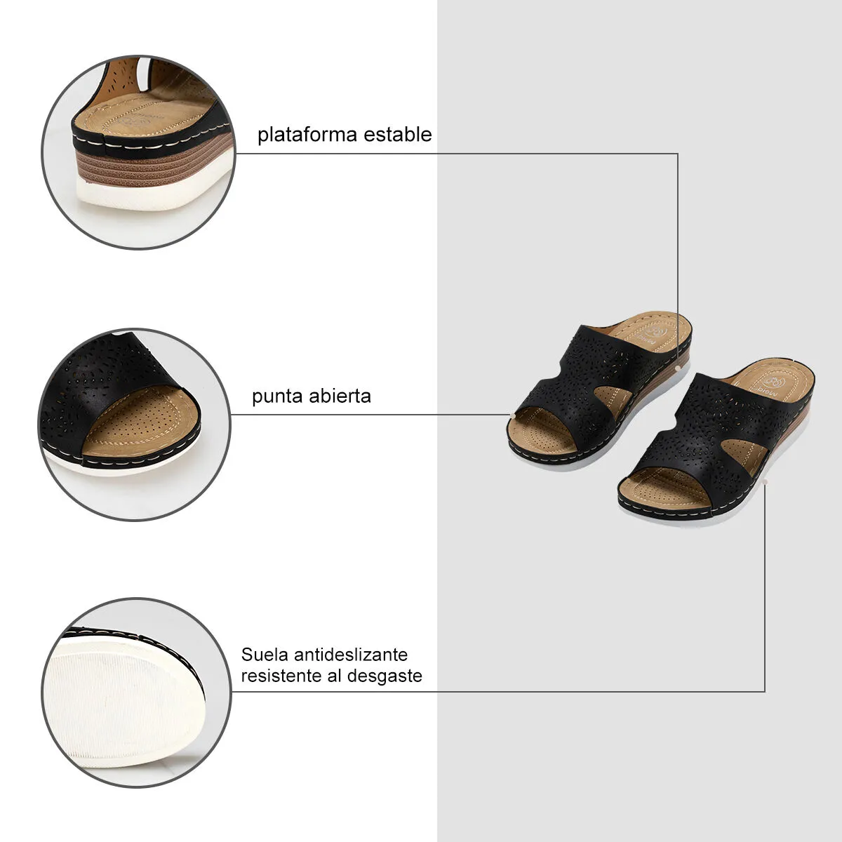Sandalia Plataforma Negro Casual Qiu307 Weide