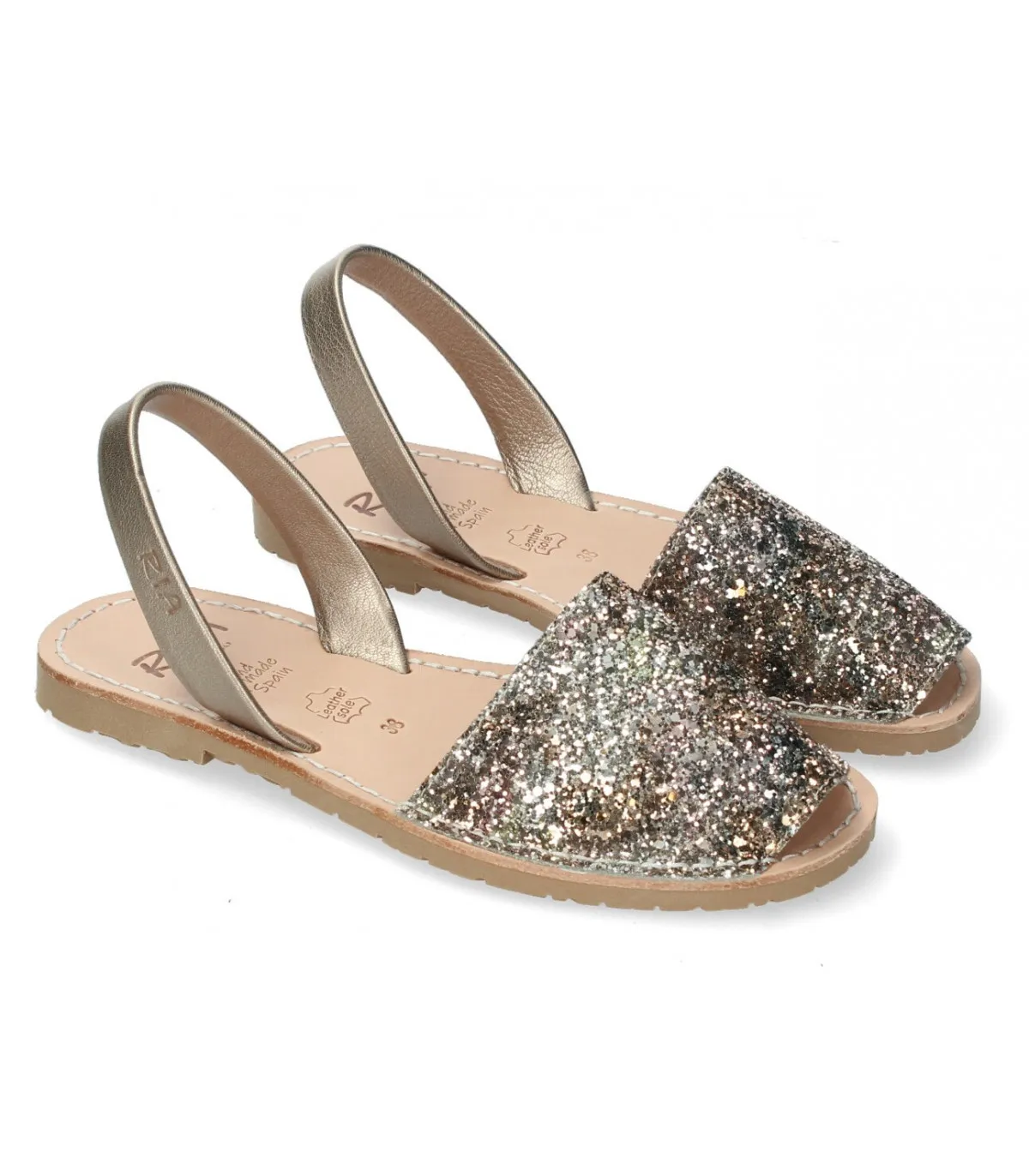 Sandalias en piel metalizada marrón