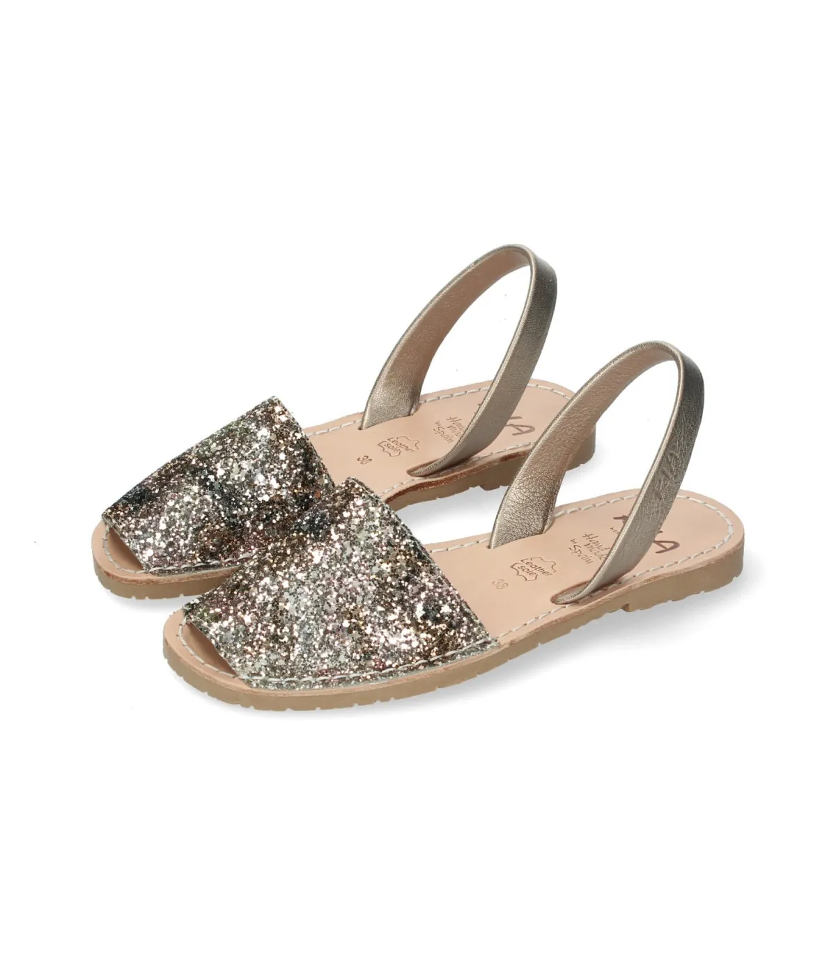 Sandalias en piel metalizada marrón