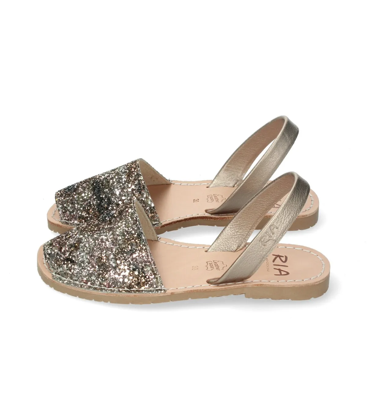 Sandalias en piel metalizada marrón