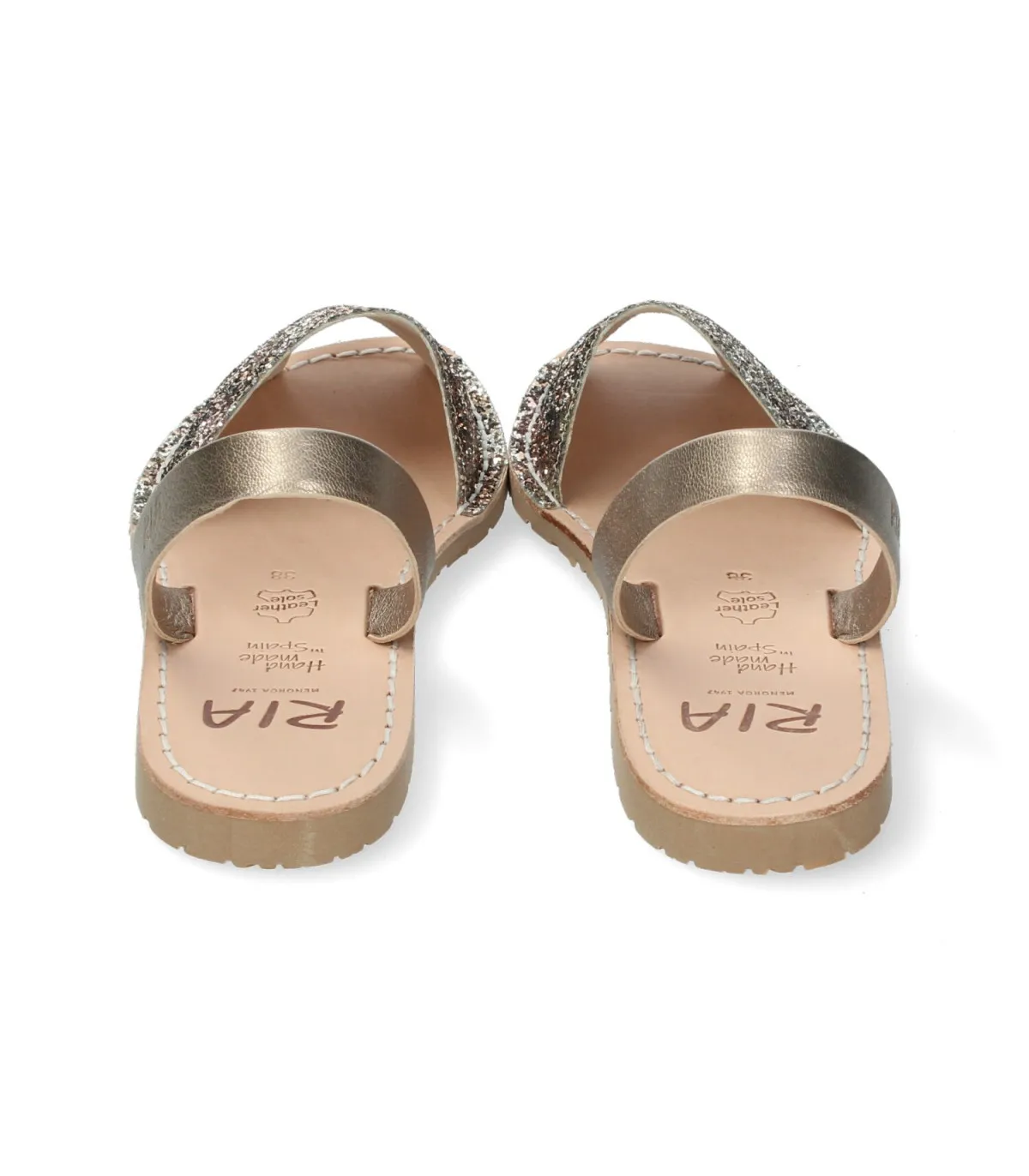 Sandalias en piel metalizada marrón