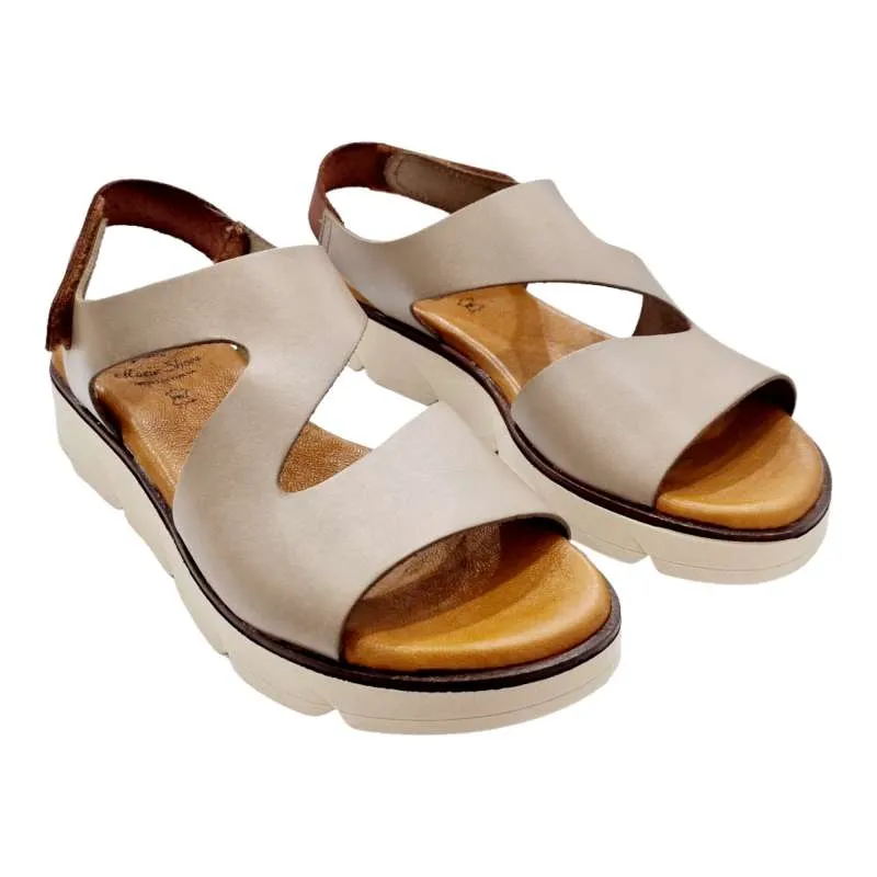 SANDALIAS MUJER PLATAFORMA PLANTA DE GEL PIEL BEIGE