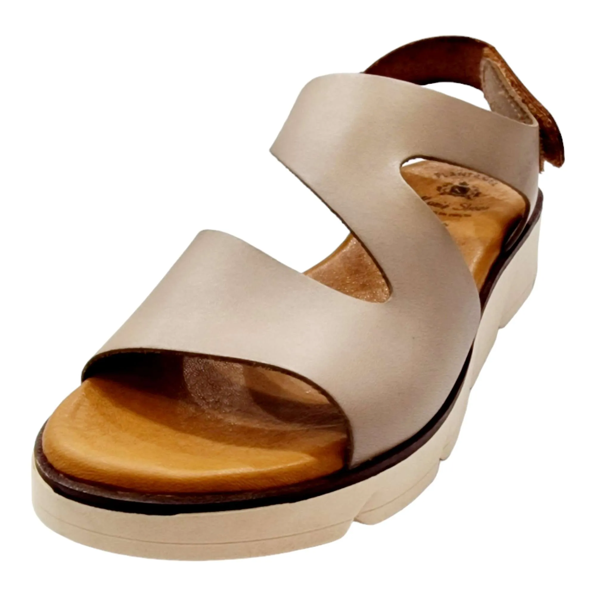 SANDALIAS MUJER PLATAFORMA PLANTA DE GEL PIEL BEIGE