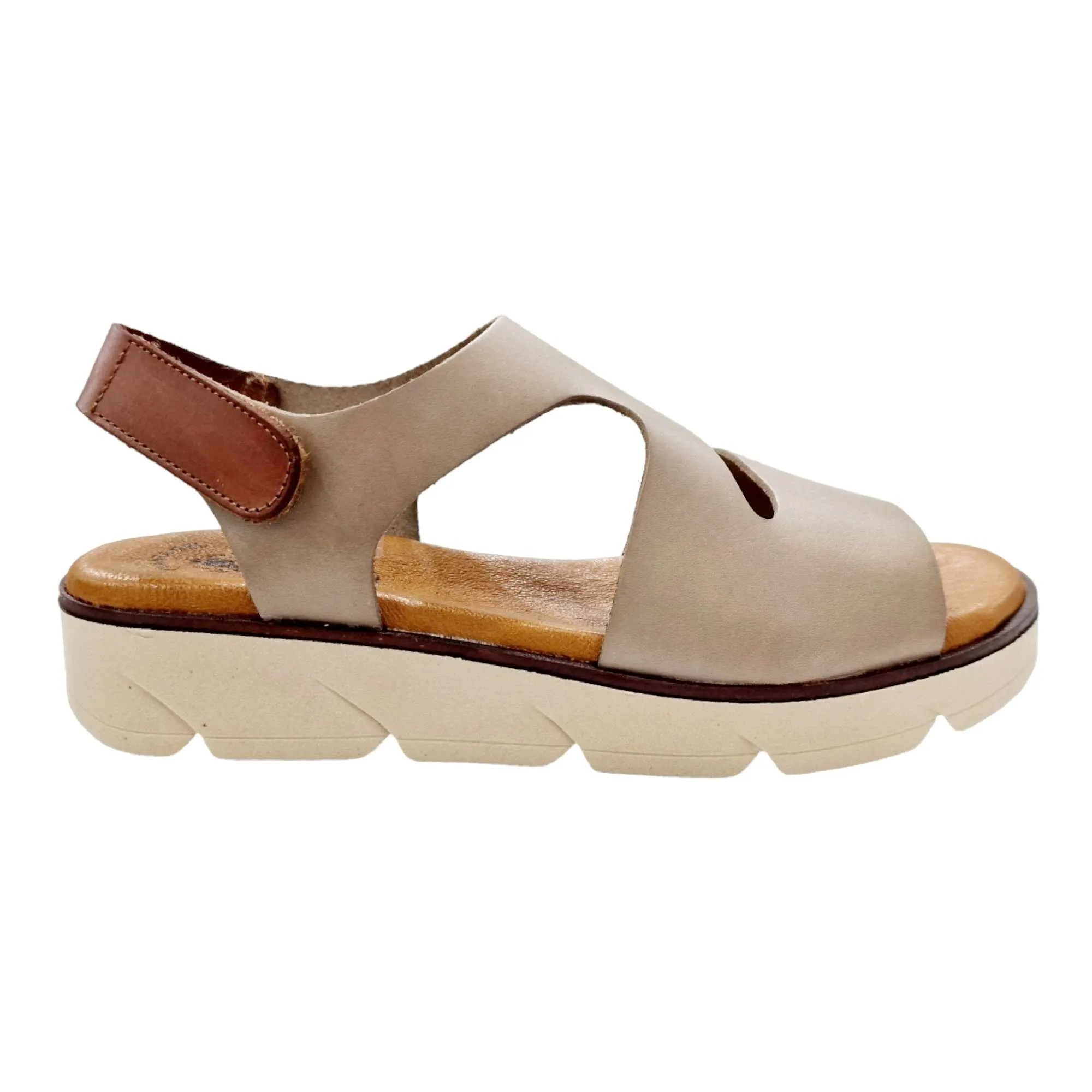 SANDALIAS MUJER PLATAFORMA PLANTA DE GEL PIEL BEIGE