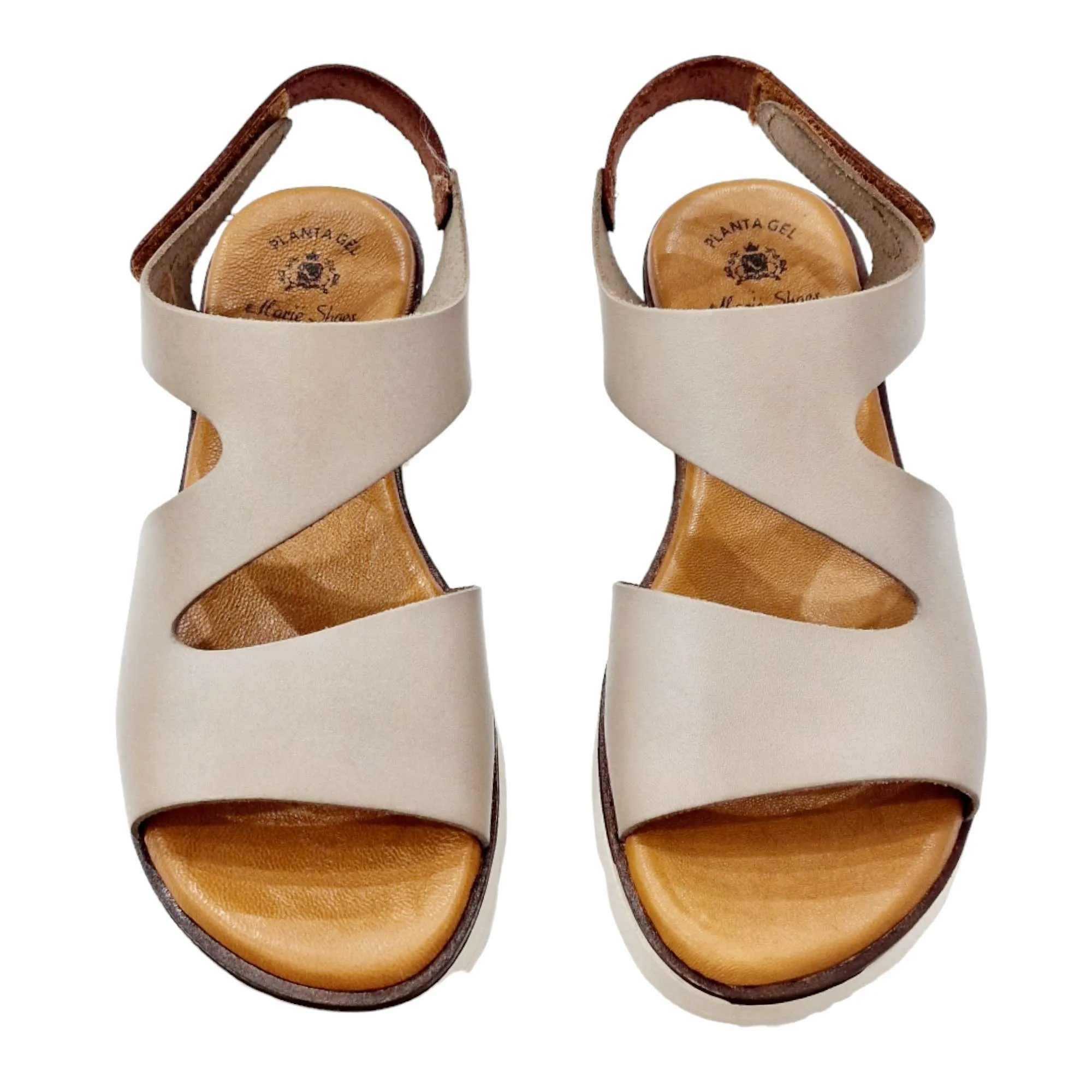 SANDALIAS MUJER PLATAFORMA PLANTA DE GEL PIEL BEIGE